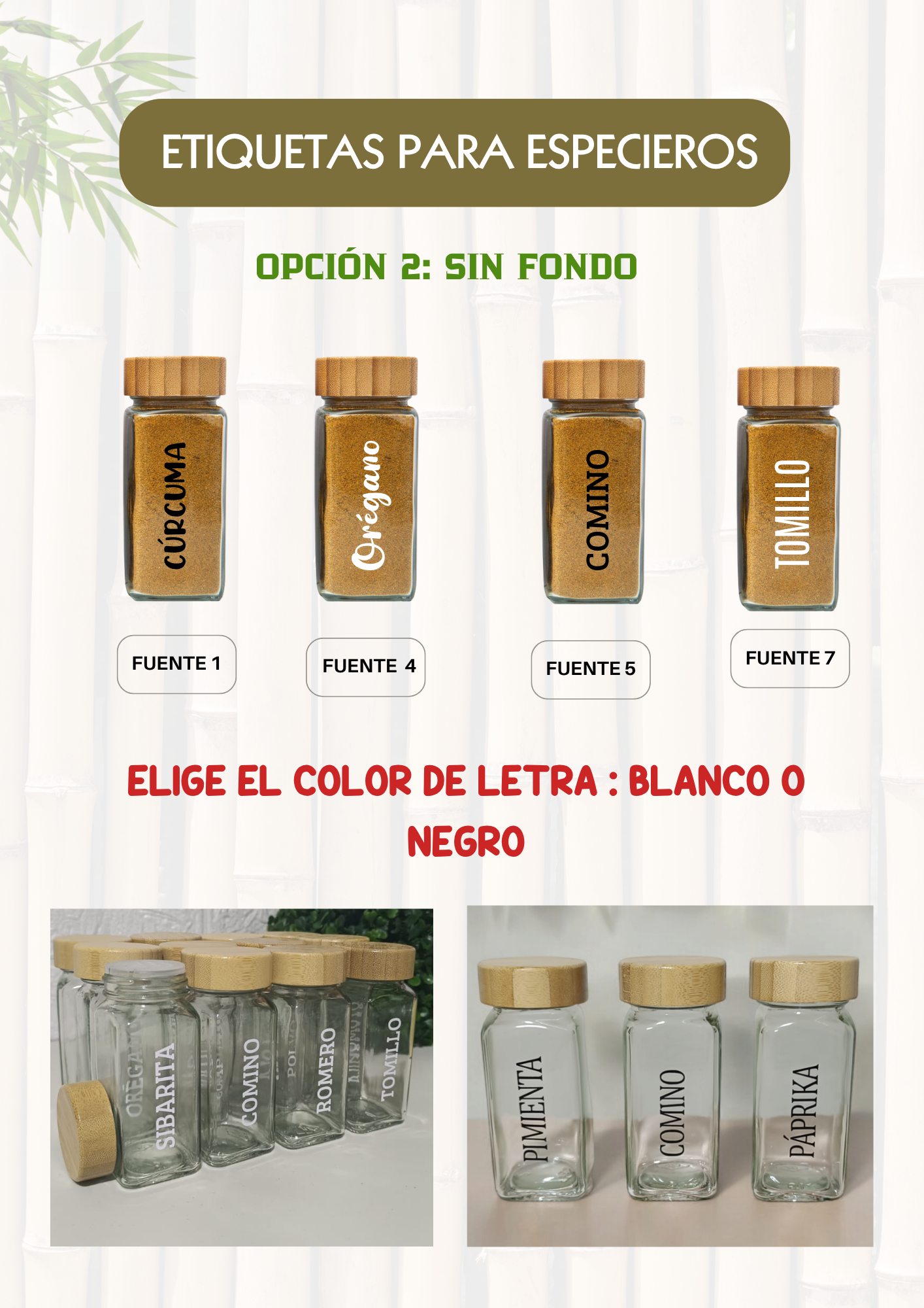 Promo Kaze (12 Especieros bambú + Base Escalonada de bambú)