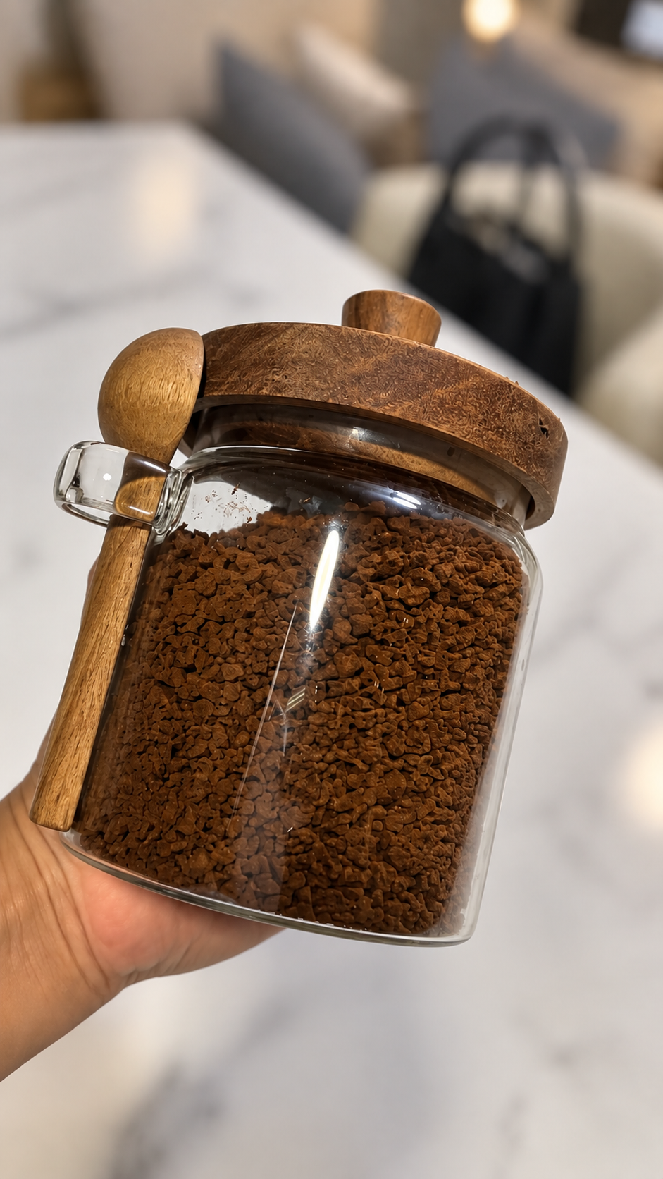 Frasco de vidrio c/ tapa de Acacia Kiscoop de 400 ml