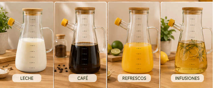 Jarra Mol - Aceitera de Vidrio con Tapa de Bambú – 1 L