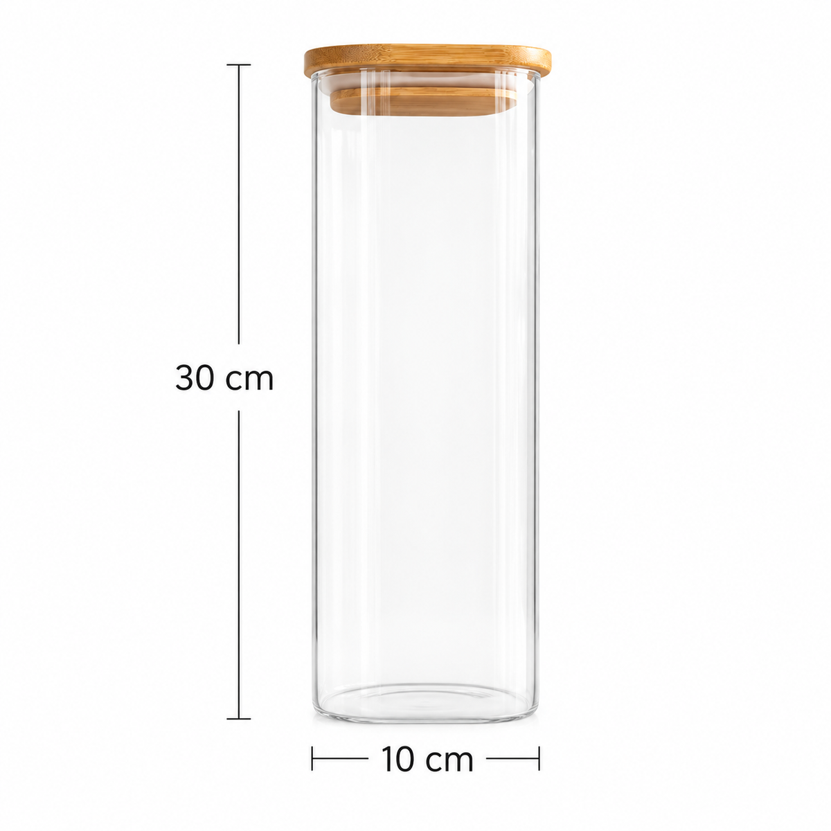 Frasco Shizen 10x30 de Vidrio c/ tapa de Bambú de 2300 ml