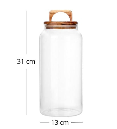 Frasco de Vidrio c/ tapa de Madera Acacia Kame de 3100 ml