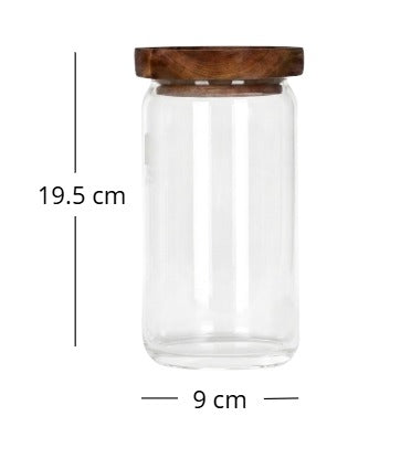 Frasco de Vidrio  c/tapa de madera Acacia Goset de 950 ml