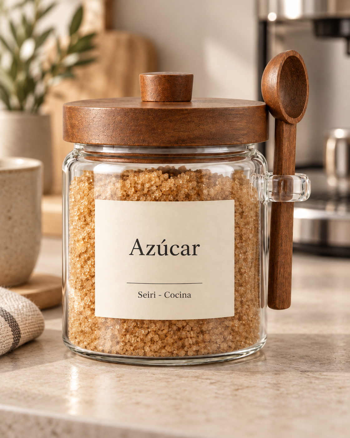 Frasco de vidrio c/ tapa de Acacia Kiscoop de 400 ml