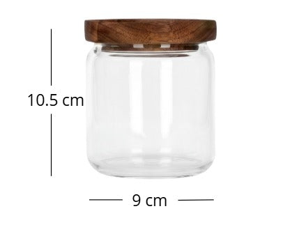 Frasco de Vidrio  c/tapa de madera Acacia Goset de 450 ml