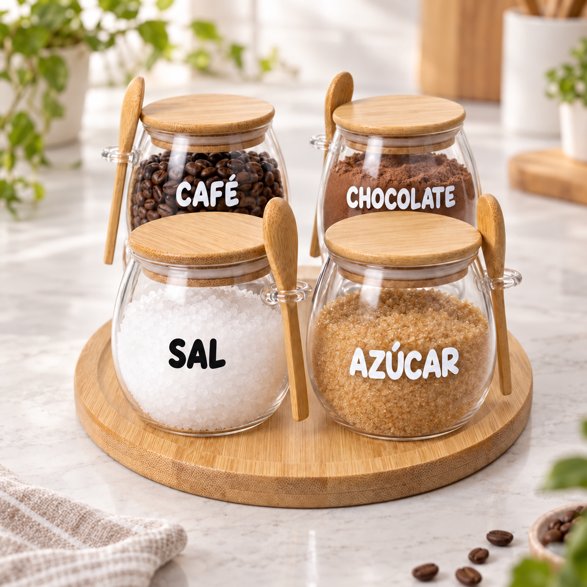 Promo Kai ( 4 frascos Kai de 600 ml + 1 Base Giratoria de Bambú Revolve )