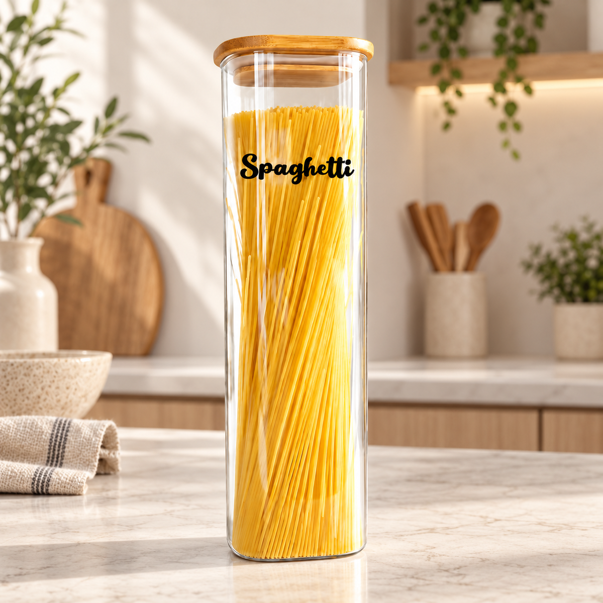 Frasco Shizen 10x30 de Vidrio c/ tapa de Bambú de 2300 ml