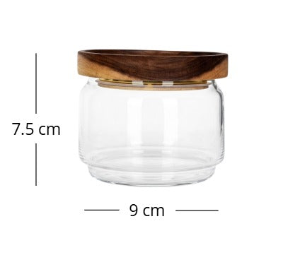 Frasco de Vidrio  c/tapa de madera Acacia Goset de 250 ml