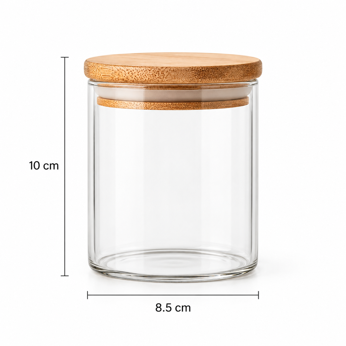 Frasco Take 8.5x10 de Vidrio c/ tapa de Bambú de 500 ml