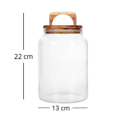 Frasco de Vidrio c/ tapa de Madera Acacia Kame de 1900 ml