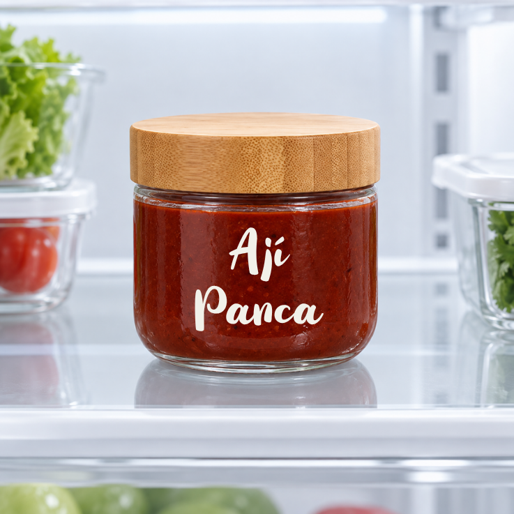 Frasco Freez 300ml de Vidrio c/ tapa de Bambú apta para refrigeradora