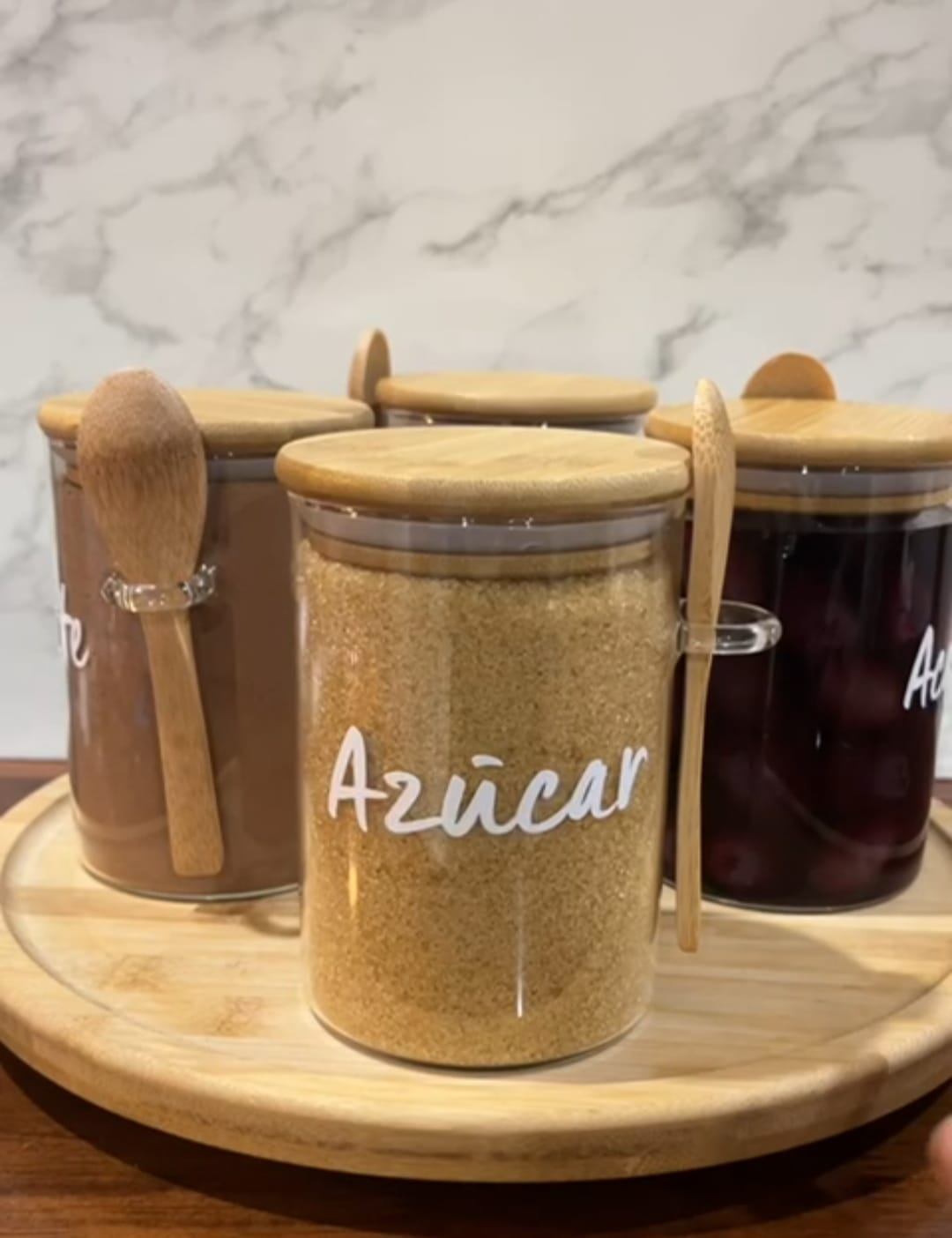 Frasco de vidrio c/ tapa de Bambú Haru