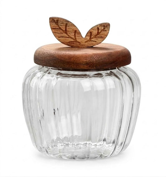 Frasco de Vidrio c/ tapa de madera Acacia Happa de 700 ml